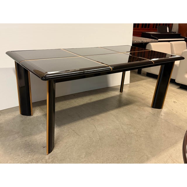 Roche Bobois Pierre Cardin for Roche Bobois Vintage Black Lacquer Extension Dining Table For Sale - Image 4 of 12