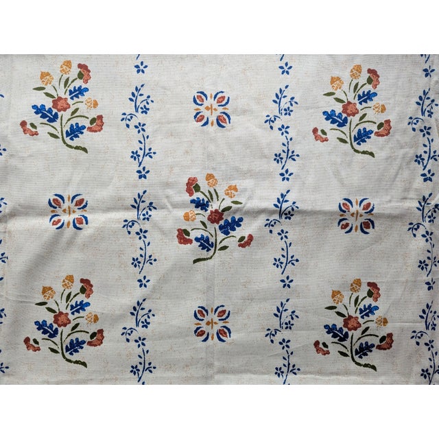 Vintage Block Print Botanical Fabric by F S Schumacher Fabric (Waverly) 48"W x 66"L (Almost 2 Yards) Use to make pillows,...