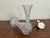 Victorian Pair of Vintage Clear Glass Trumpet Vases, Daisy & Button Pattern, Mid Century Pressed Glass Decor For Sale - Image 3 of 10