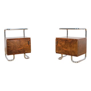 Mid-Century Bauhaus Nightstands from Mücke-Melder, Czechoslovakia, 1930s, Set of 2 For Sale