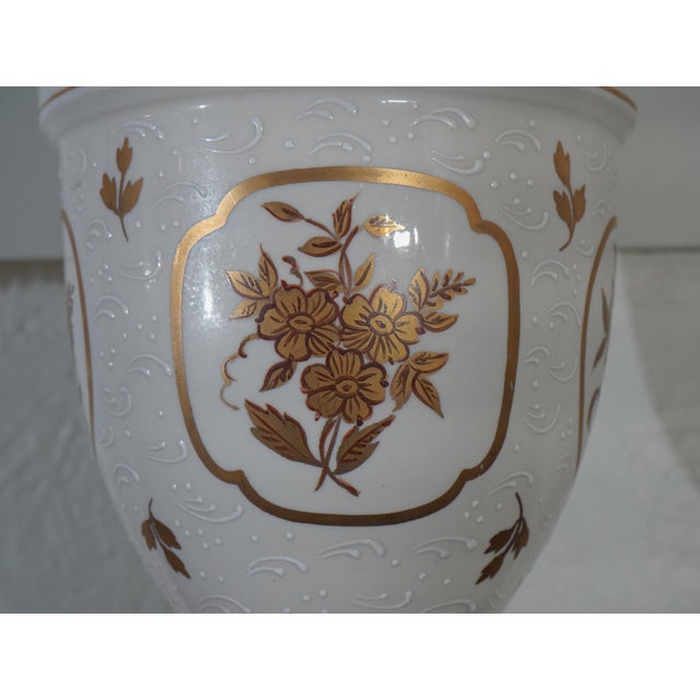 1950s Sevres Style Gold Gilt Floral Motif Porcelain Urn Lamps - Pair For Sale - Image 9 of 15
