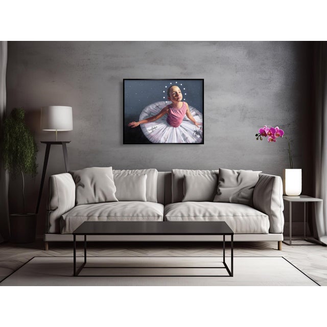 Constellation Grace captures a young ballerina in a moment of poised elegance, her outstretched arms and serene expression...