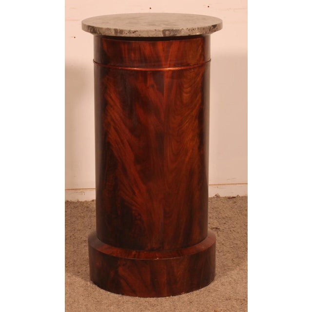 Tan Large Empire Sonno Bedside Table in Flamed Mahogany and Marble For Sale - Image 8 of 12
