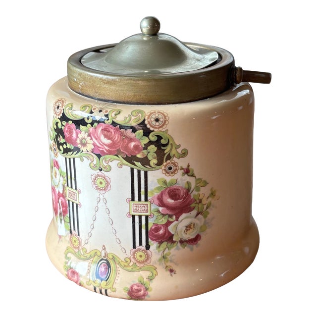 Antique English Biscuit Barrel For Sale