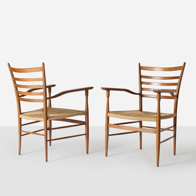 Tan Pair of Chiavarine Arm Chairs by Paolo Buffa For Sale - Image 8 of 12