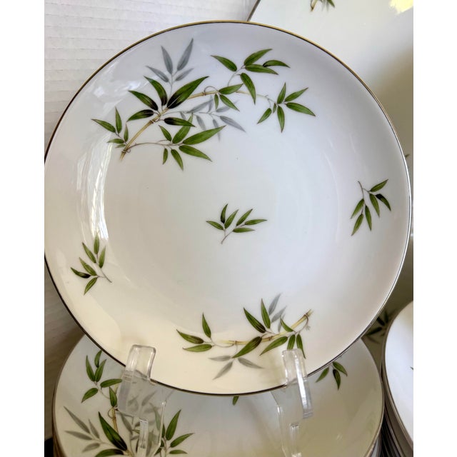 White 1960s Wentworth China “Bamboo” Japanese Porcelain Dinnerware Set With Platinum Trim – 44 Pieces For Sale - Image 8 of 12