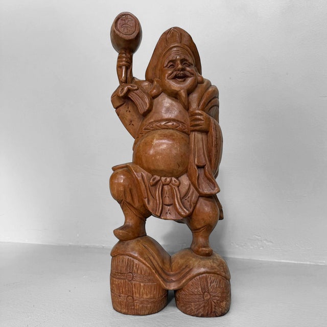 Japanese Wooden Daikokuten Figure, 1960 For Sale - Image 12 of 12