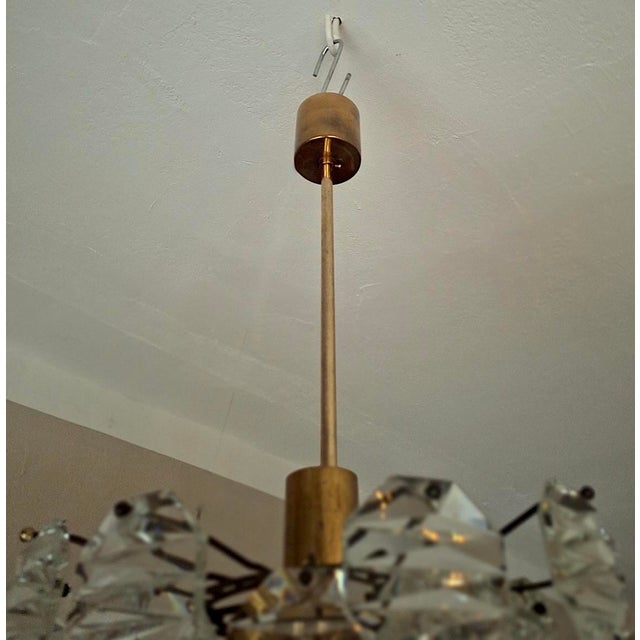 Kinkeldey Brass and Faceted Glass Three-Level Chandelier from Kinkeldey, 1960s For Sale - Image 4 of 11