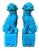 Contemporary Large Glazed Turquoise Foo Dog Figurines = a Pair For Sale