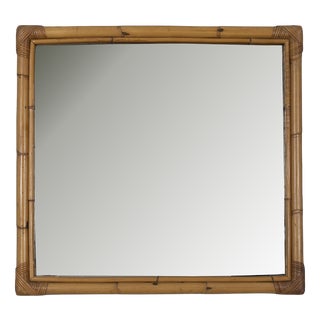 Vintage Bamboo Wall Mirror, Italy, 1960s For Sale