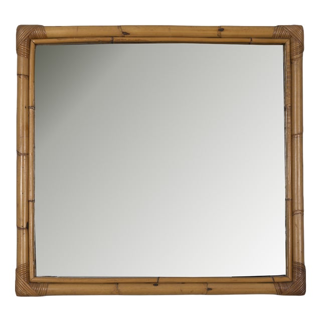Vintage Bamboo Wall Mirror, Italy, 1960s For Sale