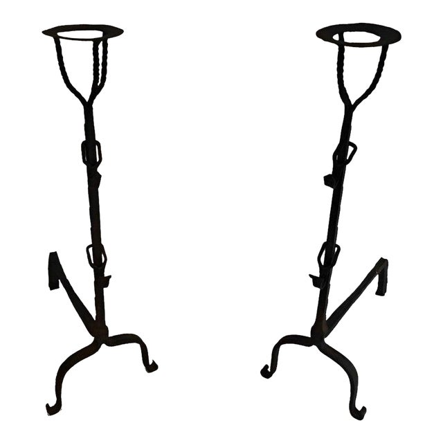 1650s Wrought Iron Landiers - a Pair For Sale