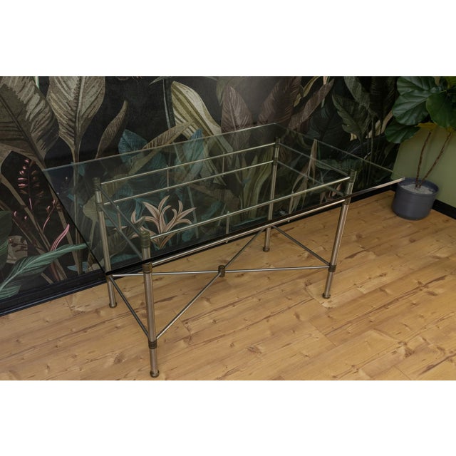 Table with Glass Top and Frame in Metal and Brass, 1980s For Sale - Image 10 of 18