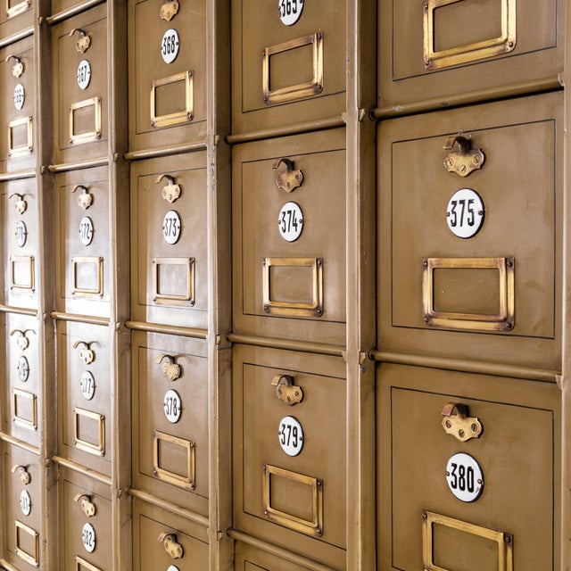 Brown Vintage French Industrial Metal Cabinet, 1920s For Sale - Image 8 of 11