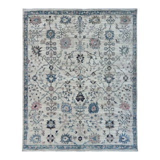 Oushak Turkish Rug, Ivory and Blue 8'4" X 9'10" For Sale