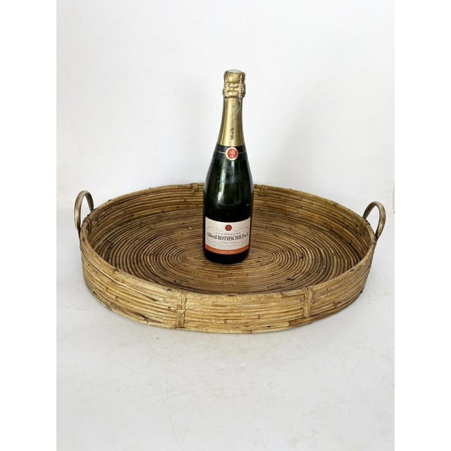 1960s Rush and Brass Tray, France, 1960 For Sale - Image 5 of 11