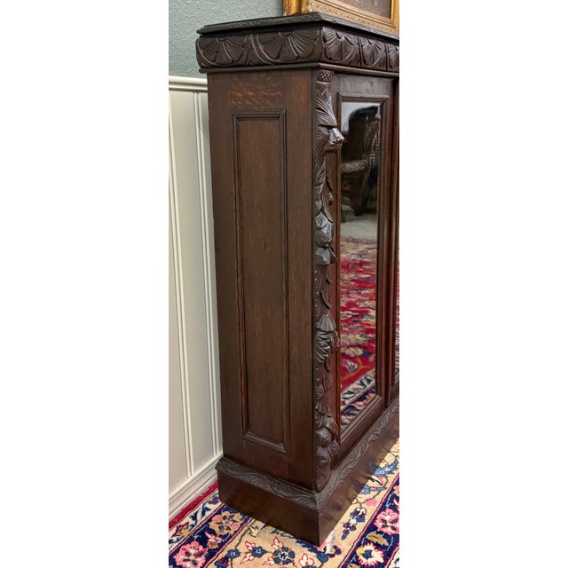 Antique French Pair of Renaissance Carved Bookcases Display Cabinets Oak c.1900 For Sale - Image 13 of 18