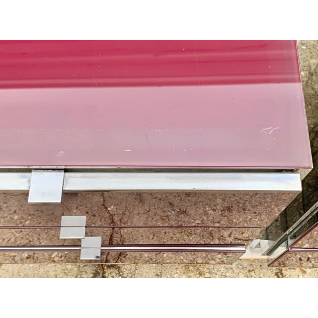 Vintage Ello Red Glass and Chrome Nighstands-A Pair For Sale - Image 10 of 12