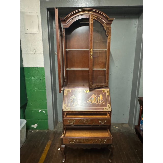 Late 20th Century Chinoiserie Secretary Desk With Glazed Cabinet by Jasper Cabinet For Sale - Image 4 of 11