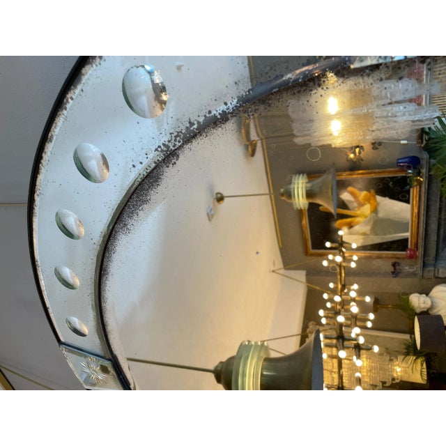 2020s Antique Circular Distressed Panelled Mirror, 2020s For Sale - Image 5 of 9