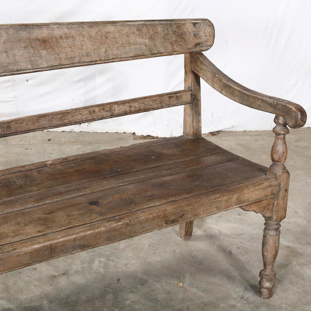 Antique Anglo-Indian Teakwood Ladderback Bench For Sale In Santa Fe - Image 6 of 6