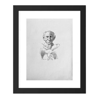 David Levin Bookplate Drawing: Pablo Picasso (c.1965, 8x10, Matted/Framed 14"x11") For Sale
