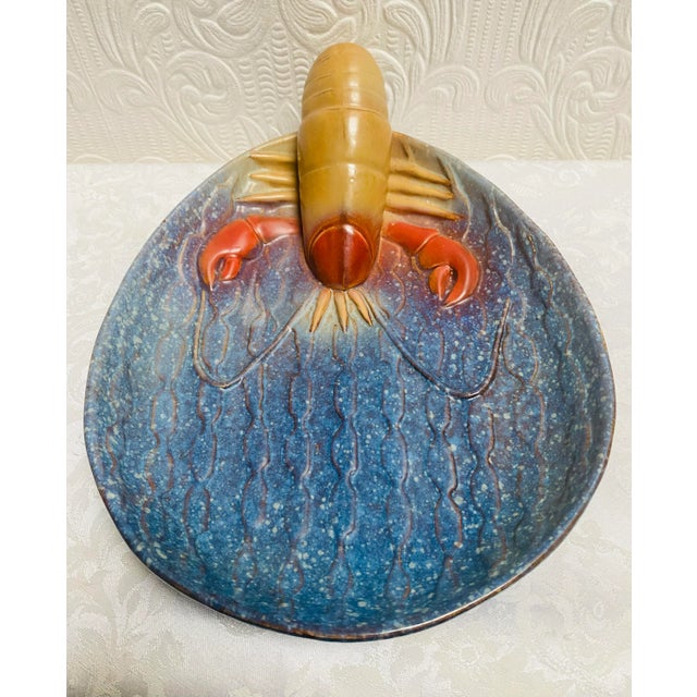 Mid Century Majolica Studio Pottery Lobster Bowl Platter For Sale - Image 4 of 11
