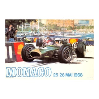 Monaco Grand Prix 1968 Michael Turner Vintage French Automobile Racing Poster For Sale