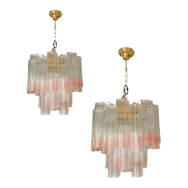 Murano Style Glass Vanished Pink Tronchi Chandeliers by Simoeng for Simoeng, Set of 2 For Sale - Image 13 of 13