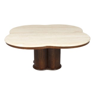 Italian Coffee Table with Cloverleaf-Shaped Travertine Top, 1970s For Sale