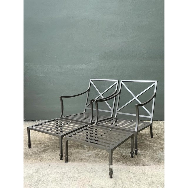 Vintage McKinnon and Harris Cast Aluminum Chairs With Ottomans - A Pair For Sale - Image 15 of 18