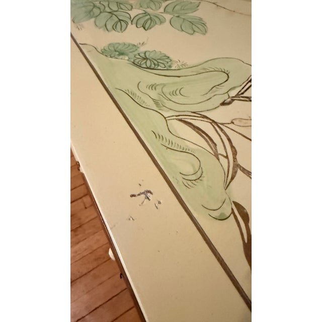 Cream Vintage Chinoiserie Lacquered Dresser With Brass Hardware & Hand-Painted Motifs For Sale - Image 8 of 8