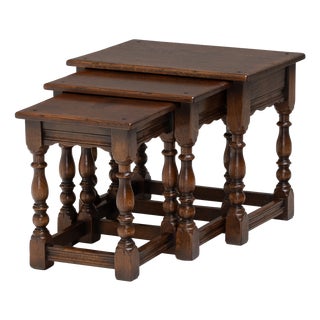 Nesting Tables in Oak, 1980s, Set of 3 For Sale