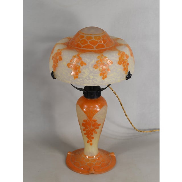 1920s French Art Deco Lamp by Le Verre Francais Schneider - Cameo 1925 France For Sale - Image 5 of 12