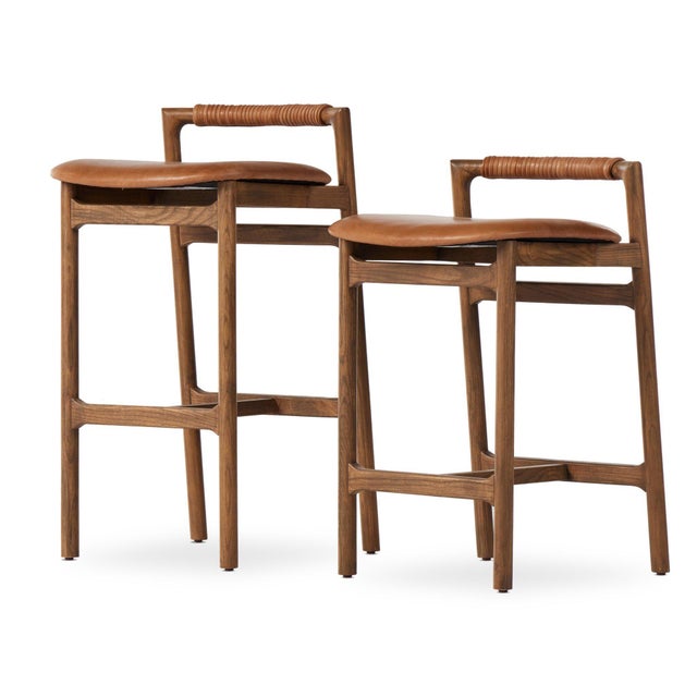 2020s Four Hands Baden Bar Stool, Haven Tobacco Leather For Sale - Image 5 of 12