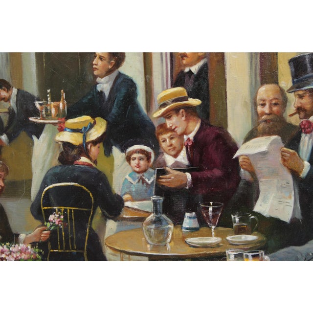 1970s Large French Artist Signed Oil Painting on Canvas of Courtyard For Sale - Image 5 of 18