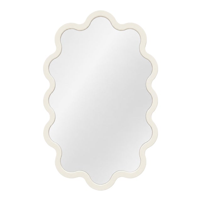 Wavy Beige Oval Wall Mirror for Modern Hallway – Hvyli Oval 60 For Sale