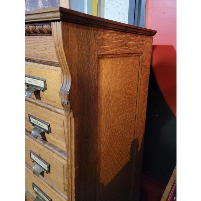 Tiger Oak File Cabinet Circa. 1900 (24) Drawers For Sale - Image 9 of 11