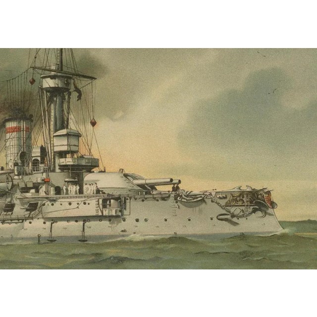 Title: sms kurfürst friedrich wilhelm: german pre-dreadnought battleship – 1903 chromolithograph this 1903...