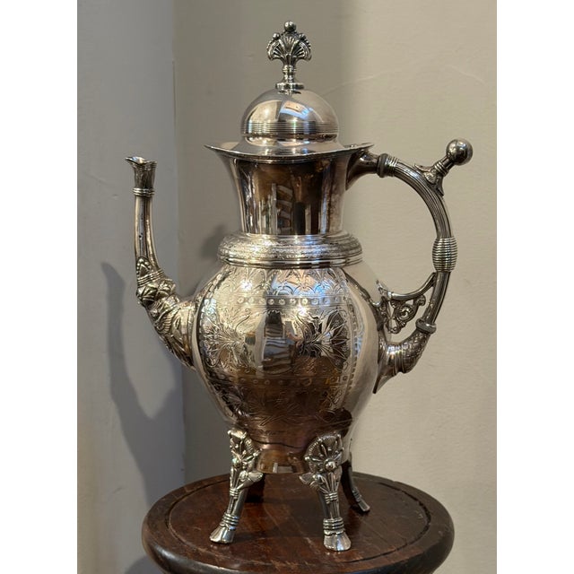 Victorian Late 19th Century Rogers Smith & Co. Meriden Engraved Quadruple Plate Coffee Pot For Sale - Image 3 of 12