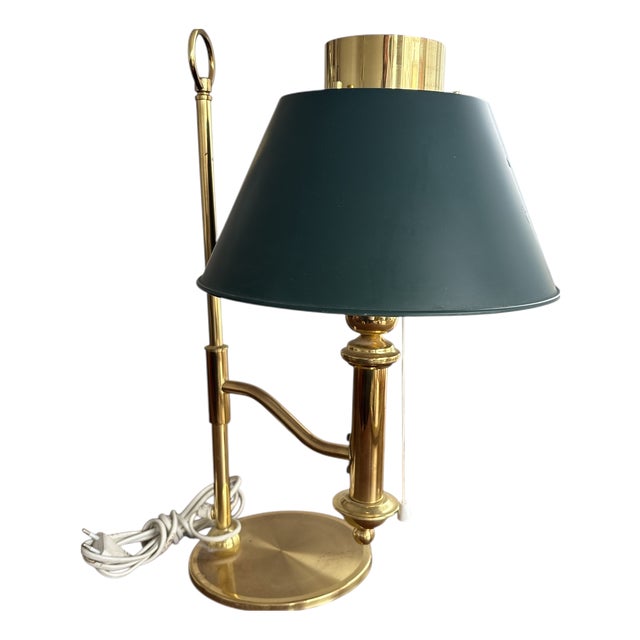 Vintage English Banker Desk Lamp in Brass For Sale