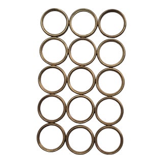 Vintage Solid Brass Curtain Rings- Set of 15 Mid - Century Hardware For Sale