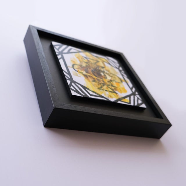 Early 21st Century Embers Stare 2 by Stefan Smit | Oil on Panel Eye with geometric patterns and yellow background For Sale - Image 5 of 5