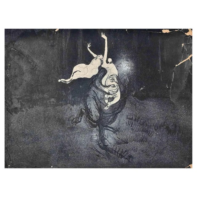 Gabriele Galantara, The Fall, Mixed Media Drawing, Early 20th Century For Sale