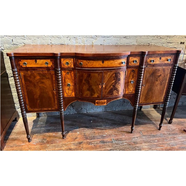 Very fine early 19th-century Portsmouth, NH federal inlaid sideboard. Impressive inlays, fine quality crotch veneers,...