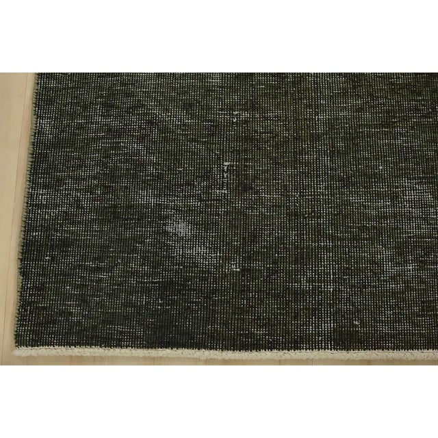 Textile Tabriz Runner 2’4” X 6′ Black Wool Vintage Overdyed Hand-Knotted Rug For Sale - Image 7 of 10