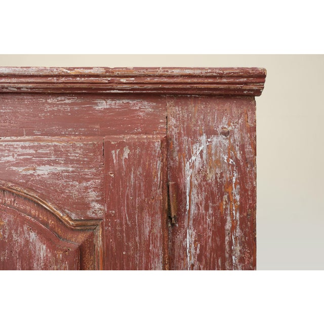 Rustic Parisian Rustic Cabinet in Burgundy Painted Pine, 1820s For Sale - Image 3 of 18