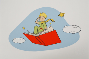 Antoine De Saint-Exupery, Le Petit Prince et le livre volant, Lithograph