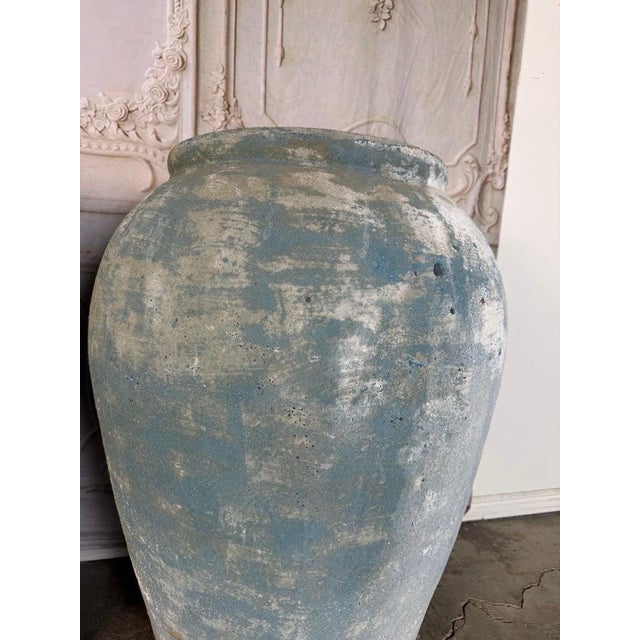 Pair of Large Antique Terracotta Urns With Weathered Blue Patina For Sale - Image 13 of 17