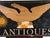 Folk Art Vintage Hand-Painted Wooden “Antiques” Trade Sign For Sale - Image 3 of 7